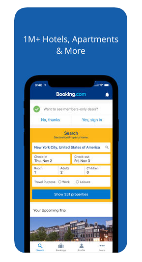 Filters travel booking app